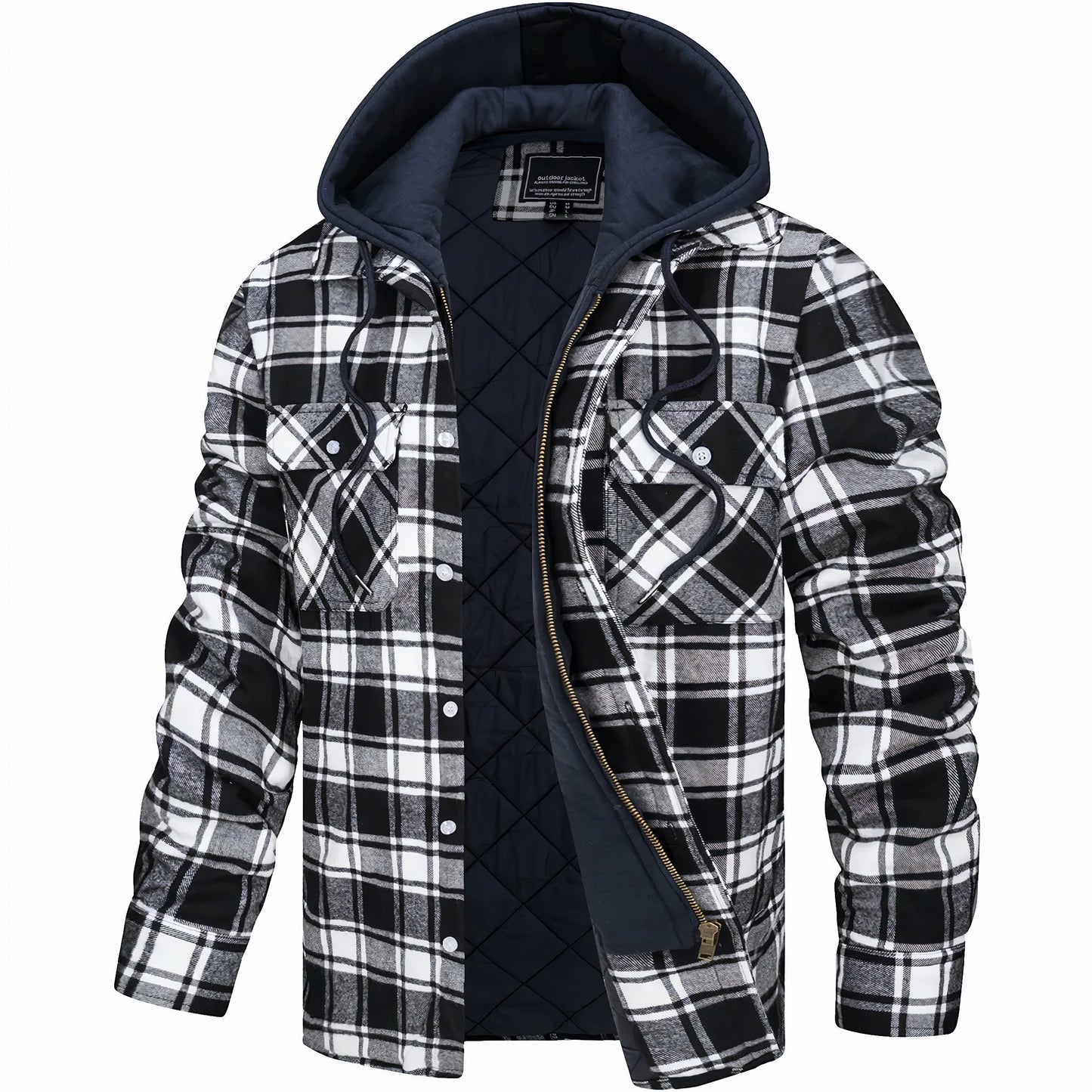 Quilted Lined Flannel Jacket | Hooded Design | Rugged Warmth