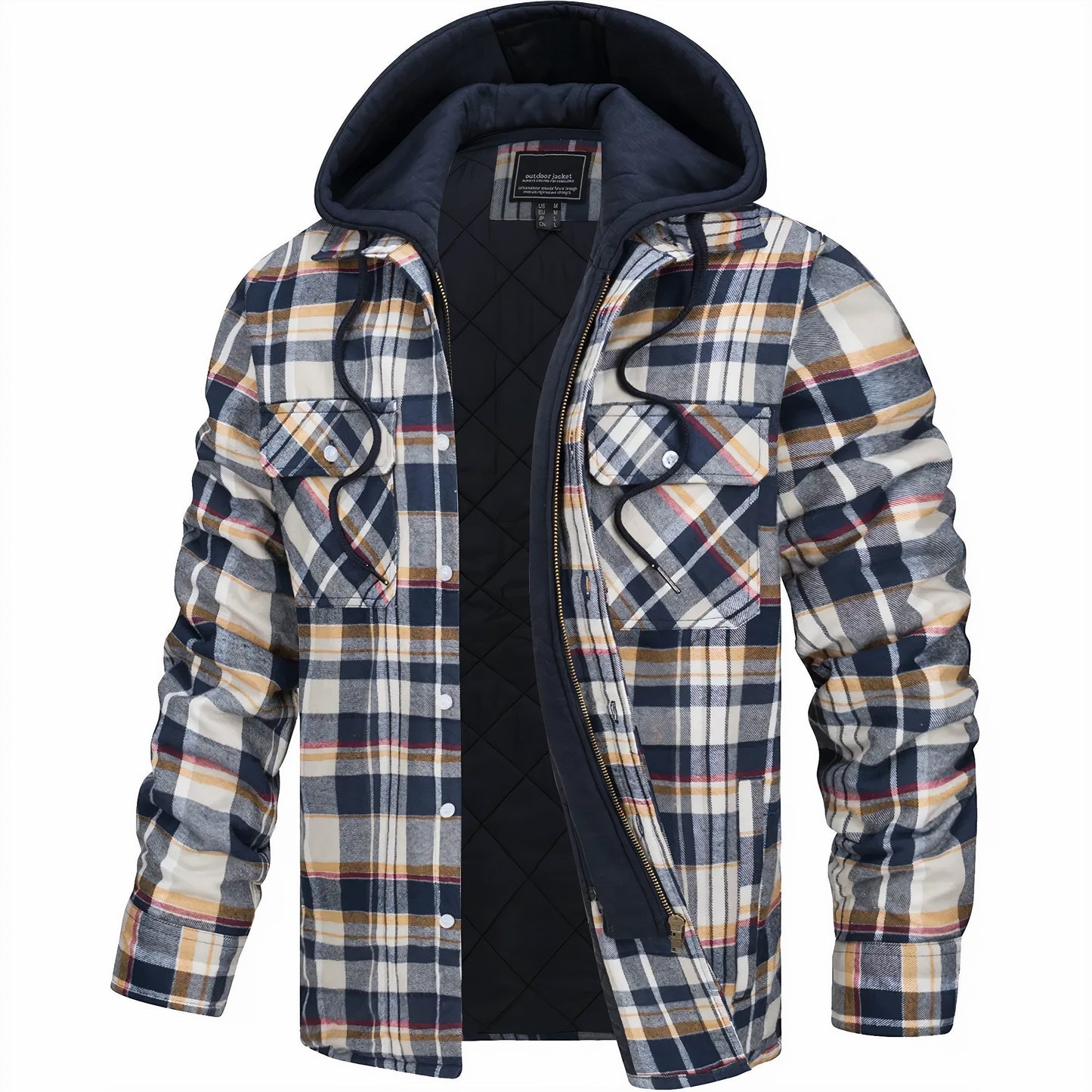 Quilted Lined Flannel Jacket | Hooded Design | Rugged Warmth