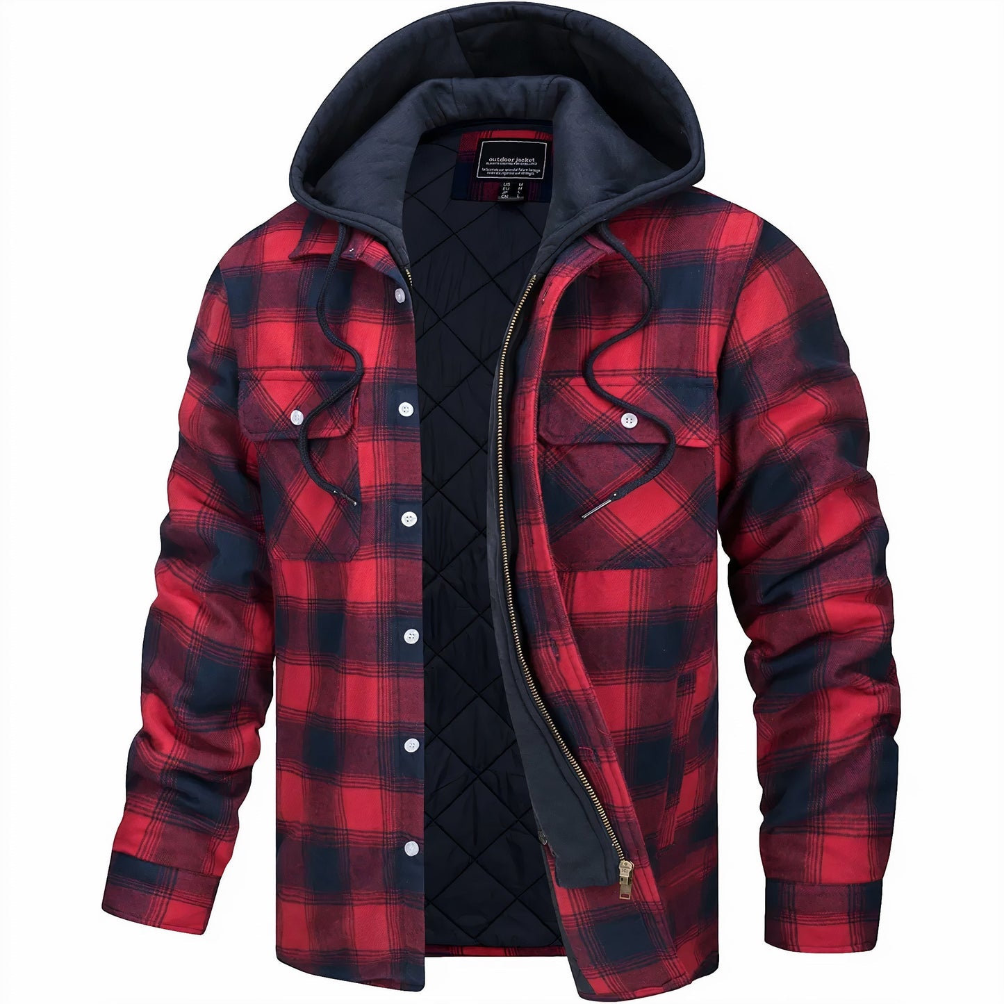 Quilted Lined Flannel Jacket | Hooded Design | Rugged Warmth