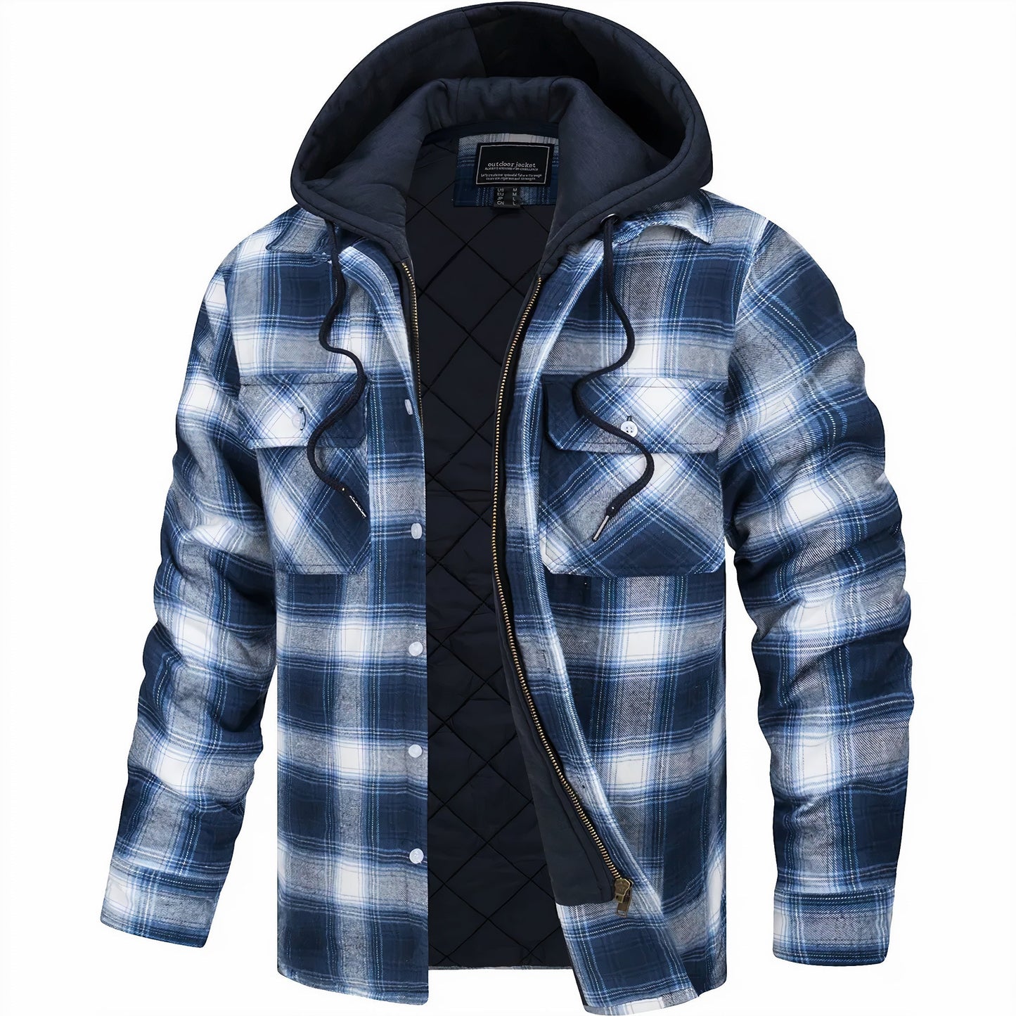Quilted Lined Flannel Jacket | Hooded Design | Rugged Warmth