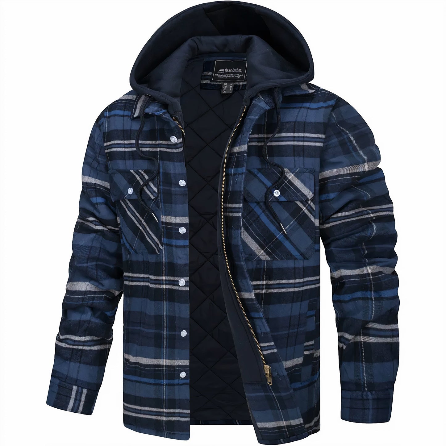 Quilted Lined Flannel Jacket | Hooded Design | Rugged Warmth
