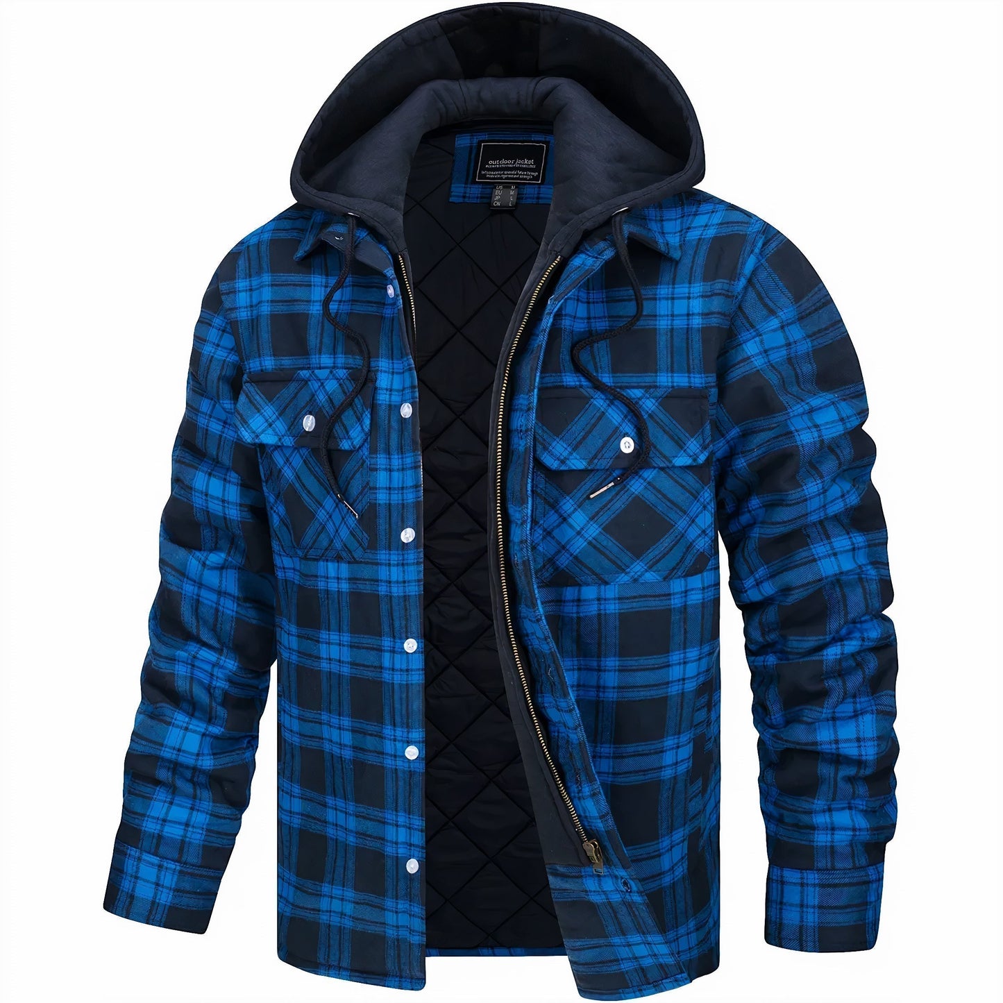 Quilted Lined Flannel Jacket | Hooded Design | Rugged Warmth