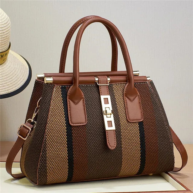 Woven Striped Handbag | Chic Design | Everyday Elegance