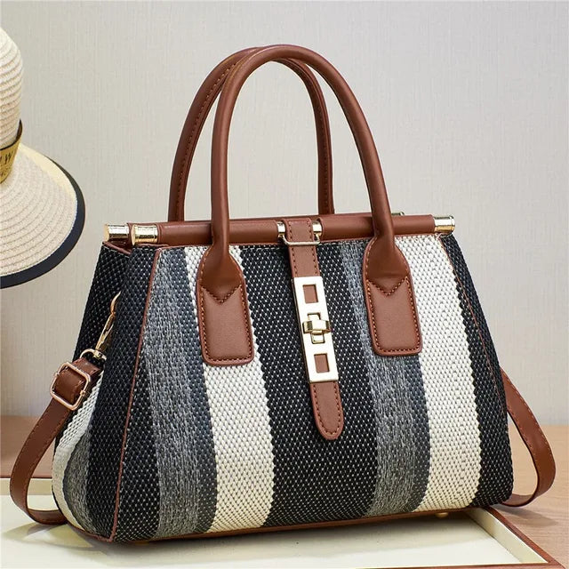 Woven Striped Handbag | Chic Design | Everyday Elegance
