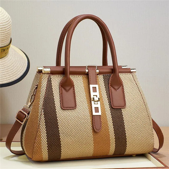 Woven Striped Handbag | Chic Design | Everyday Elegance