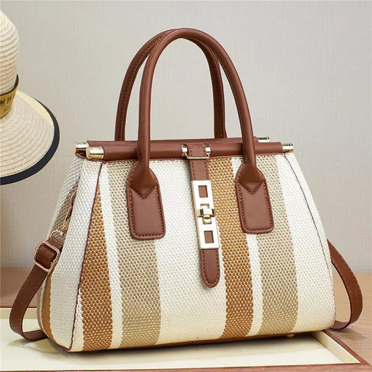 Woven Striped Handbag | Chic Design | Everyday Elegance
